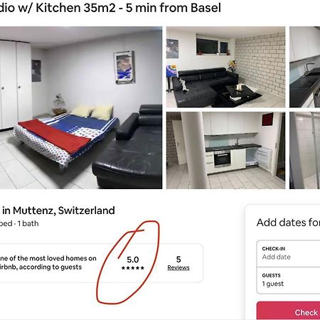 Basel - 5 Mins Away - Modern Basement Studio With Kitchen 35M2 In ムッテンツ エクステリア 写真